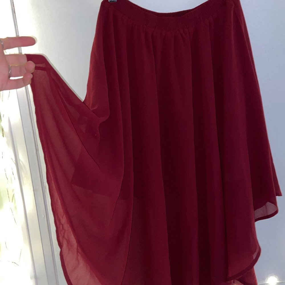 Red Flowy Skirt - Picture 3 of 3
